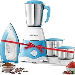 Longway Supreme Dlx Mixer Grinder with 3 Jars for Mixing, Grinding with Kwid 1100W Dry Iron | 2 Years Warranty (White & Blue, 700 W)-image-21