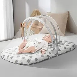 Uonibaby X StarAndDaisy 3 in 1 Baby Sleeping Bag for Newborn, Mosquito net for Baby Bedding/Soft and Comfortable Baby Bed for 0-6 Months/Washable Cotton Design. -Grey-image-7