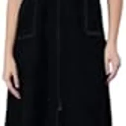 codaisy Black Denim Pinafore Dress for Women, Cotton Jeans Skirt, Stylish Office and Travel Outfit, with Two Pockets and Belt, Plus-picture-17