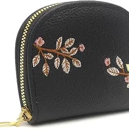 valerie Women Small Wallet for Girls Credit Card Holder Coin Purse Zipper Small Secure Card Case Cute Wallets Mini Wallets for Women (Black)-picture-22