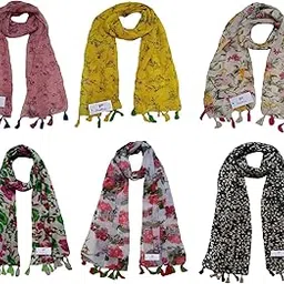 fusfus Women's Printed Scarf and Stoles, (Multicolor, FS10126) - Pack of 6-picture-45
