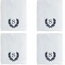 Mrunals Fashion- Face Towel with Alphabet Embroidery(Pack of 4), Face Towel 60 GSM Size 12 X 12 inch, Black Color Embroidery, White Towel (Black Embroidery S)-picture-45