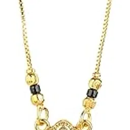 Rishab Ratna (A unit of NITHYA) Gold Plated Hemika Mangalsutra Designer Pendant Mangalsutra Chain with Black Beads | Stylish Women's Steel Lightweight Wear Jewelry Multiple Modern Infinity Designs Mangalsutra-image-58