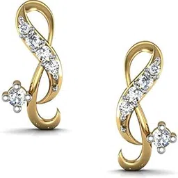 New Collection 18K (750) Yellow Gold and Diamond Stud Earrings-image-64