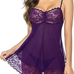 ssoshhub Lace Babydoll Lingerie Sexy Mini Chemise Mesh Wedding Nightie Bridal Nightdress-picture-20