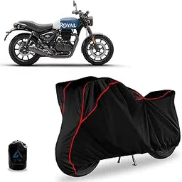 Y3H - Bike Body Cover compatible with Hunter 350 Full Body Cover with Waterproof, Dust Proof, UV Rays Protective, Tripple Stitching & Lightweight Two Wheeler Covers - Black with Waterproof Red Piping-image-53