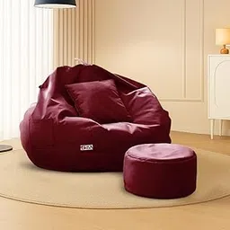 SHIRA 24 4XL Bean Bag Cover with Footrest & Cushion (Without Beans) (Maroon, 4XL)-picture-16