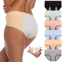 jojoqueen Period Underwear for Women Menstrual Panties Postpartum Cotton Mid Waist Easy Clean Teens Briefs-picture-36