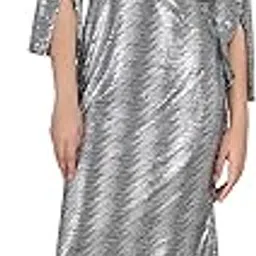 kalvinclo Shimmery V-Neck Full Length Dress | Elegant Sparkle Long Dress with Sleeveless Cut | Stylish Outfit for Evening Gatherings & Celebrations-picture-47