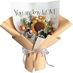 ATORSE Knitted Flower Bouquet from Daughter Son for Wedding Women Orange|Home & Garden|Home Dacor|Floral Dacor-image-30