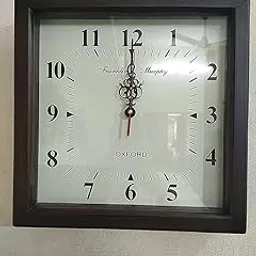 Creation Palace Wooden Wall Clock Classic Unique Square Style Art Decorative Clock for Home & Office Decor 12 inch - (Brown)-picture-56