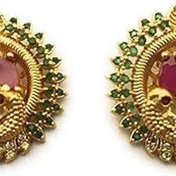 sasitrends Traditional Tops Gold Plated Ethnic Peacock Designer Studs Earrings for Women and Girls-picture-11