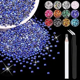 12000PCS 2mm Resin Rhinestones Bulk for Crafting (Royal Blue), Flatback Bedazzling Crystals for Crafts DIY Nail Decoration, Gems Charms for Tumbler Shoes Clothing Fabric with Pickup Pen and Tweezers-picture-38