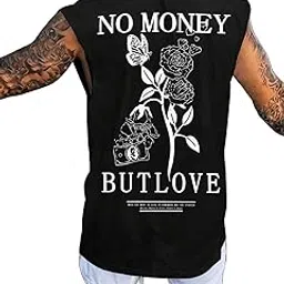 sxv style Men's Sleeveless Tank Top with 'No Money but Love' Text Printed-picture-10