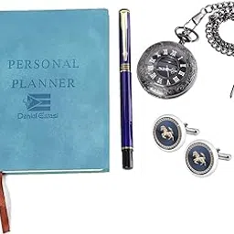 Stainless Steel Men Gifting Set For Men Exquisite Gifting Set Business Suits Set Diary,Pen,Cufflinks,Pocket Analog Watch Men Accessory Gift Set In A Gift Box.,Dial_Black,Band_Rose Gold-image-36