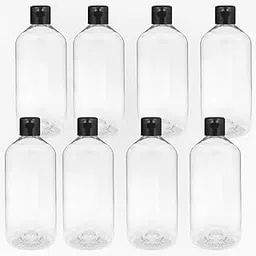 Thinqkart Select 300ml Empty Clear Plastic Bottles Refillable Travel Size Cosmetic Containers Squeeze Bottles With Black Flip Cap For Toiletries, Shampoos, Lotions, Creams Pack of (8)-image-50