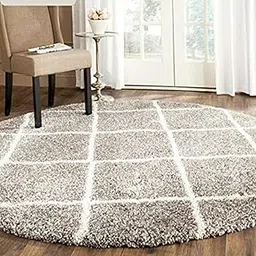Microfiber Grey Round Rugs for Bedroom, Living Room, Soft and Fluffy Shaggy Carpet Mats (2x2, Grey)-picture-10