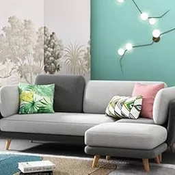 TREE TO DREAMY Modern Luxury Velvet Contemperory Sofa Couch with Cushion Stylish Design Sofa for Your Living Room, Bedroom, Hall, Office (3 Seater with Puffy (Dark & Light Grey))-picture-26