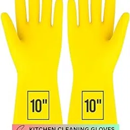 SAFECO 10 Inch Reusable Gloves for Washing Dishes Small Size, Best Dish Washing Kitchen Cleaning Gloves for Utensils Toilet Cleaning (Pack of 1 Pair) Reusable hand gloves for all purpose image 1