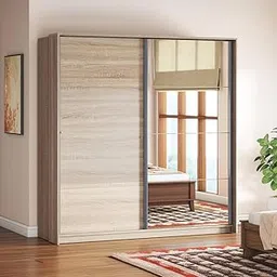 Urban Ladder Loretta Sliding Door Wardrobe with Mirror and Sonoma Oak Finish-image-12
