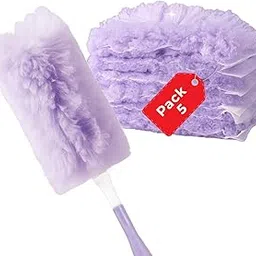 Maxoshine Microfiber Feather Duster | Reusable Fan Cleaning Duster | Home Tools Cleaning for High Ceiling Windows Furniture (Purple, 10REFIL)-picture-29