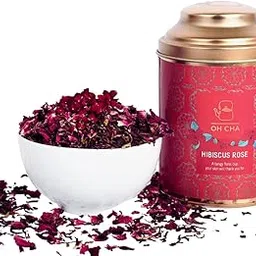 OH CHA - Hibiscus Tea with Rose | Herbal Tea, 100gms | 100% Whole Green Tea Leaves with Natural Rose petals, Clove, Hibiscus Flower Tea | Hibiscus Green Tea for Stress Relief, Better Sleep-picture-13