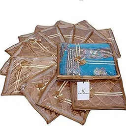 Kuber Industries 12 Piece Satin Saree Cover Set, Gold (KIS0035806)-picture-58