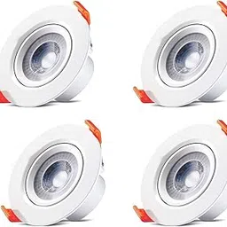 9 watt Round Downlight Junction Box | White | Glare-Free Design | Recessed Downlighter for False Ceiling | Cutout ∼ 3 inch | Pack of 4(4)-image-0