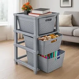 CoolZONE Plastic Storage Drawer Organizer 19L – Modular Multipurpose Rack for Home, Office, Kitchen, Hospital, Kids Room, Toys & Parlor – 3 Drawer Cabinet with Durable Design (Grey)-picture-19