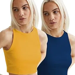 Toochki Women's Knitted Solid Round Neck Ribbed Crop Top (Pack of 2 (Two))-picture-11