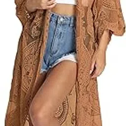 bsubseach Women Sexy Open Front Beach Cover Up See Through Kimono Cardigan-picture-31