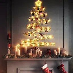 NYRWANA DIY Christmas Ribbon LED Lights | Shining Ribbon Fairy Light for Christmas Tree Decoration | Battery Operated Glow Ribbon Lights for Indoor & Outdoor Use | Garden, Holiday & Party Décor- 5m-image-33