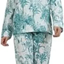 the bhagwati fab Women’s Cotton Night Suit Set White Green Floral Animal Print with Matching Bag Comfortable Loungewear Sleepwear for Women-picture-40