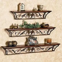Unique Arts Shoppee Decorative Wooden Iron Wall Shelf/Wall Bracket Floating Wall Shelves for Home Decor & Living Room Decor (Setup-3, Brown.-picture-14