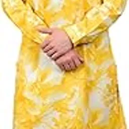 threadori Men’s Yellow All Over Printed Cotton Kurta | Lightweight | Full Sleeve | Band Collar | Side Pockets | Coconut Shell Buttons | Comfortable Everyday-picture-39