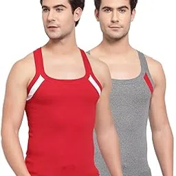 sporto Men's Pure Cotton Multipurpose Gymvest with Contrast Side Pannel-picture-13
