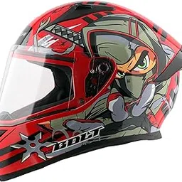 Vega Bolt Ninja ISI and DOT Certified Glossy Finish Full Face Helmet for Men with Clear Visor-Red Grey-M-picture-32