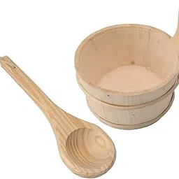 XHTLLO Sauna Bucket and Ladle, 4L Spruce Wood Hot Tub Barrel with Plastic Liner, High Temperature Resistant Sauna Accessories for SPA, Swimming Pool, Massage Bathtub-picture-13