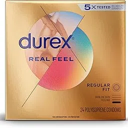 Durex Condom Real Feel Non Latex Condoms, 24 Count - Ultra Fine & Lubricated for skin on skin feeling-picture-54