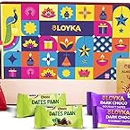 Loyka Aura Dryfruit Diwali Chocolate Gift Box 10 Inclusions – Almond Brittle Gold, Kunafa Brittle, Trail Mix, Peri Peri Cashews, Paan Dates, Choco Dates & Moti Diya – Chocolate & Dry Fruit Hamper-picture-23