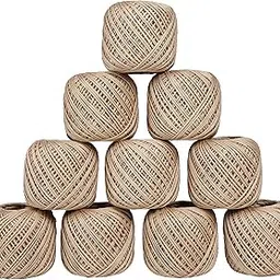 CORIOX Crochet Thread Set Of 10 Ball Crochet Cotton Thread Yarn For Knitting And Craft Making. Size 20 Gram 55 To 60 Mtr Approx (Beige), 230 Gram-picture-10