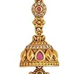 kushal's Fashion Jewellery Ruby-Green Gold Polished Copper Antique Tikka, Best for Bridesmaids, festive season & Special Occasion - 436335-picture-22