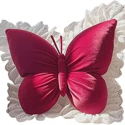 TRENDIVIBE Butterfly Shaped Pillow Crafts Sofa Throw Cushion for Indoor Couch Auto Seat red-image-13