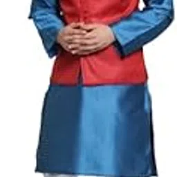 neudis Cotton Jute Red Nehru/Modi Jacket Mandarian Collar Sleeveless Waist Coat For Men - Red CTNJUTEWCRED-picture-18
