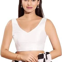 vamas Women's Silk Padded Self Design Sleeveless Readymade Saree Blouse (X-1092.NS)-picture-18