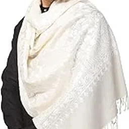 tweedle Pure Wool White On White Kashmiri Embroidery Male Stole/Scarf/Muffler For Men-picture-36
