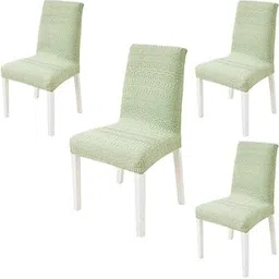 HOMETHREADS Elastic Jacquard Chair Cover Stretch Removable Washable Short Dining Chair Cover Protector Seat Slipcover (Green, Pack of 4)-picture-13