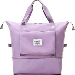 aktudy Large Capacity Foldable Travel Duffel, Waterproof Sports Duffel Bag with Wet Compartment, Weekender Bag with Expandable Space, Oxford Cloth Travel Bag Gym Bag, Light Purple, 16.14(L)x8.66(W)x(11.02+4.72)(H),-picture-21