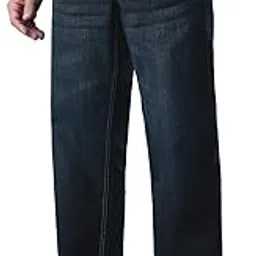 the souled store Straight-Fit Denim: Urban Blue Men and Boys Zip Fly Dark Blue Washed Cotton Blend Lightweight Comfortable Everyday Denim Straight Fit Jeans-picture-27