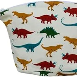 hve Dinosaur Print Cotton Pouch | Kids & Adults Travel Organizer Bag | 1 Inner Pocket | Multipurpose Utility Pouch with Zipper | Cosmetic, Stationery & Toy Storage-picture-35